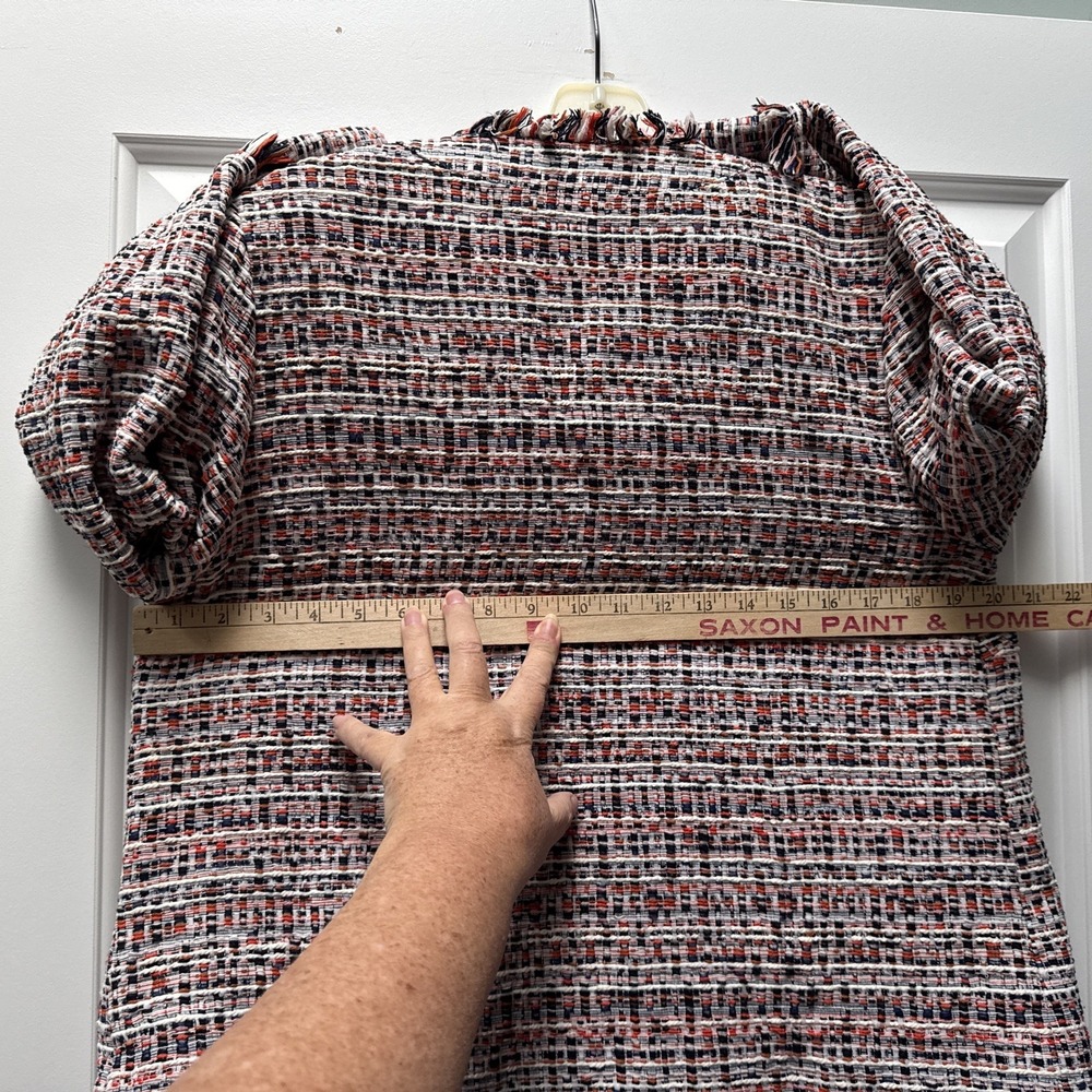 Tuckernuck Tweed Jacket Women's Large Multi Ellsworth Fringe Trim Front‎ Pockets - Picture 12 of 14